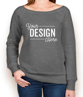 Bella + Canvas Women's Tri-Blend Wide Neck Sweatshirt - Color: Grey Triblend