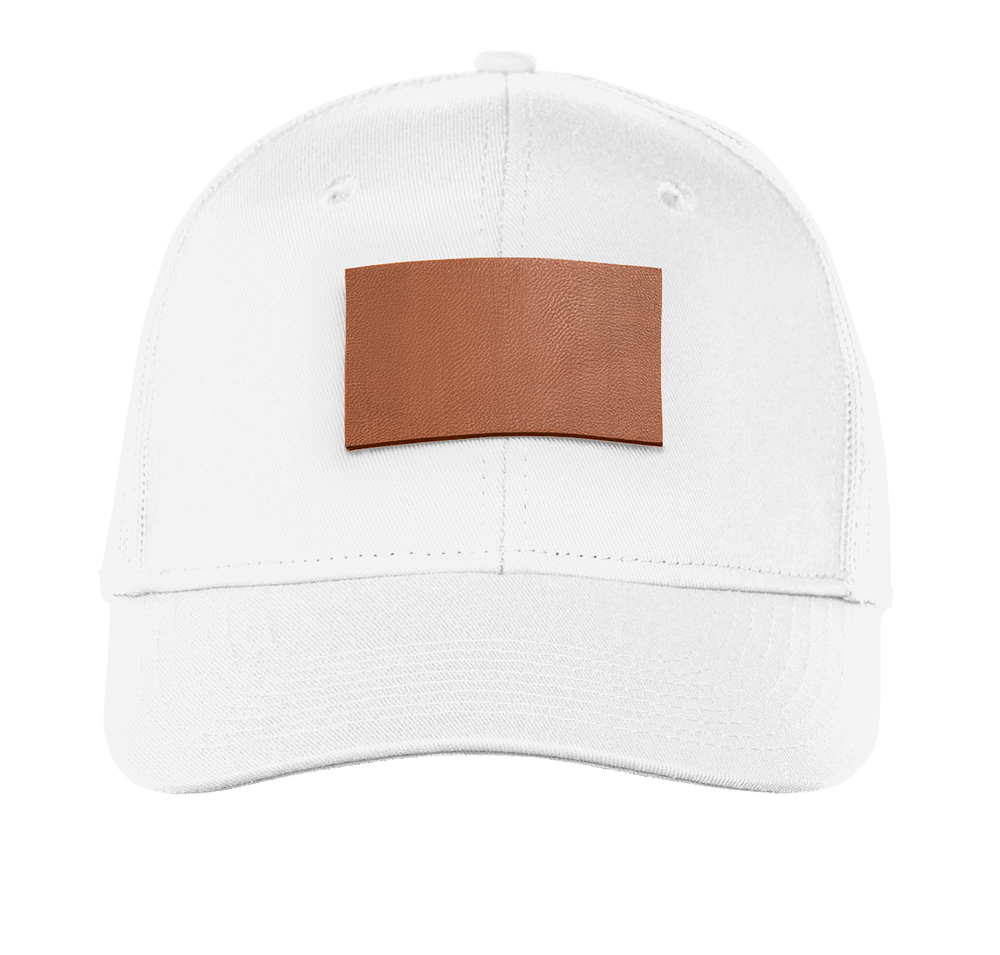 Port Authority Snapback Trucker Hat-Rectangle Faux Leather Patch-Laser Engraved-default