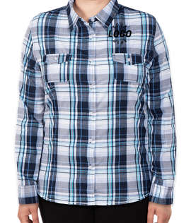 Burnside Women's Lightweight Plaid Woven Long Sleeve Shirt