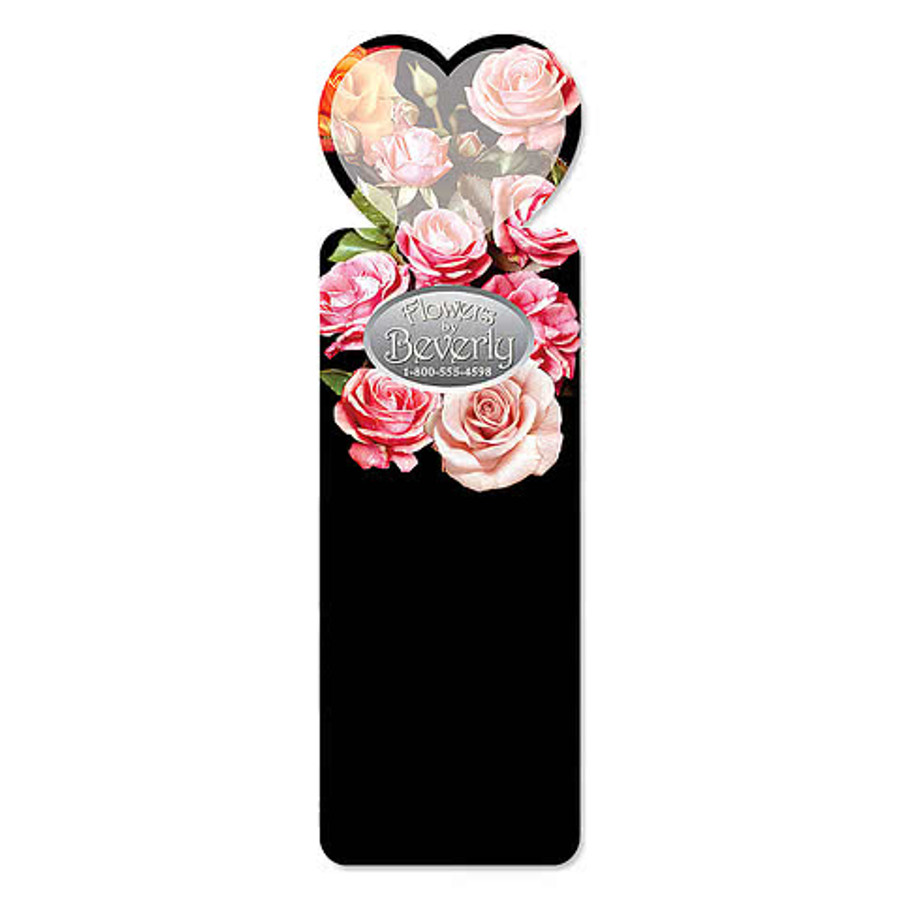 Full Color Heart Shaped Bookmark in White