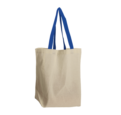 Brunch Cotton Grocery Tote Bag in Natural/Blue