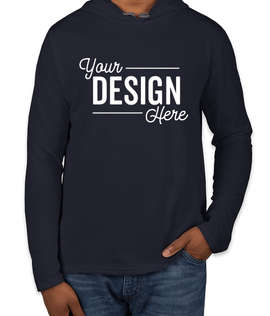 Canada - Anvil Hooded Long Sleeve T-shirt - Color: Navy