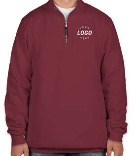 Charles River Crosswind Quarter Zip Sweatshirt - Embroidered - Color: Maroon
