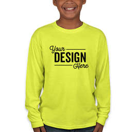 Jerzees Youth 50/50 Long Sleeve T-shirt - Color: Safety Green