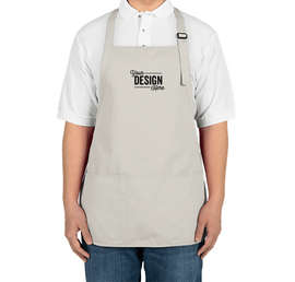 Port Authority Stain Release Medium Length Apron - Embroidered - Color: Stone