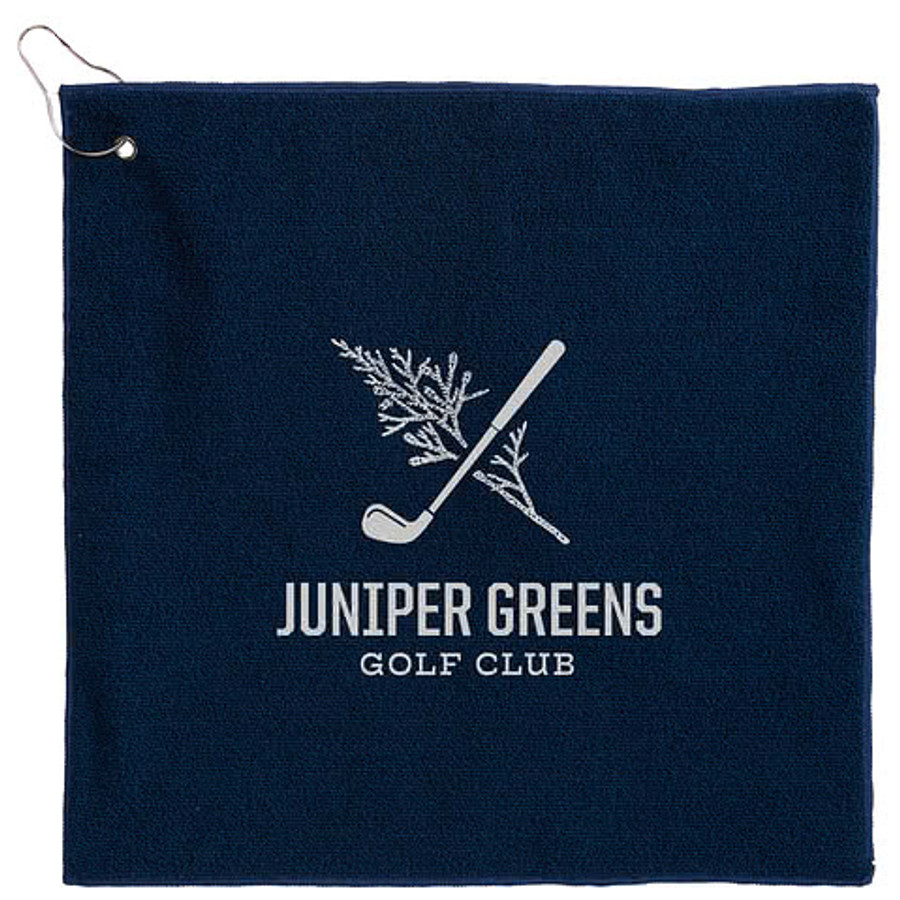 Full Color Recycled Terry Compact Golf Towel in Black