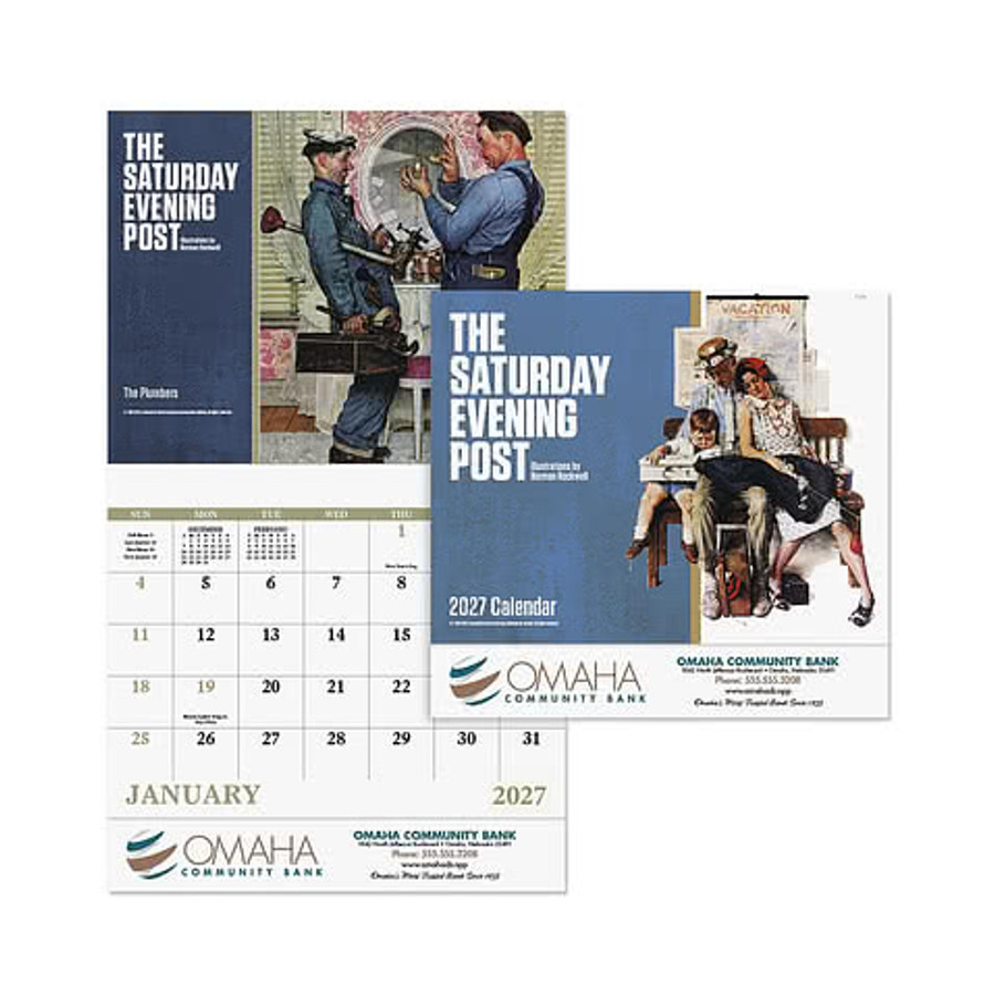 The Saturday Evening Post Stapled Monthly Calendar in White