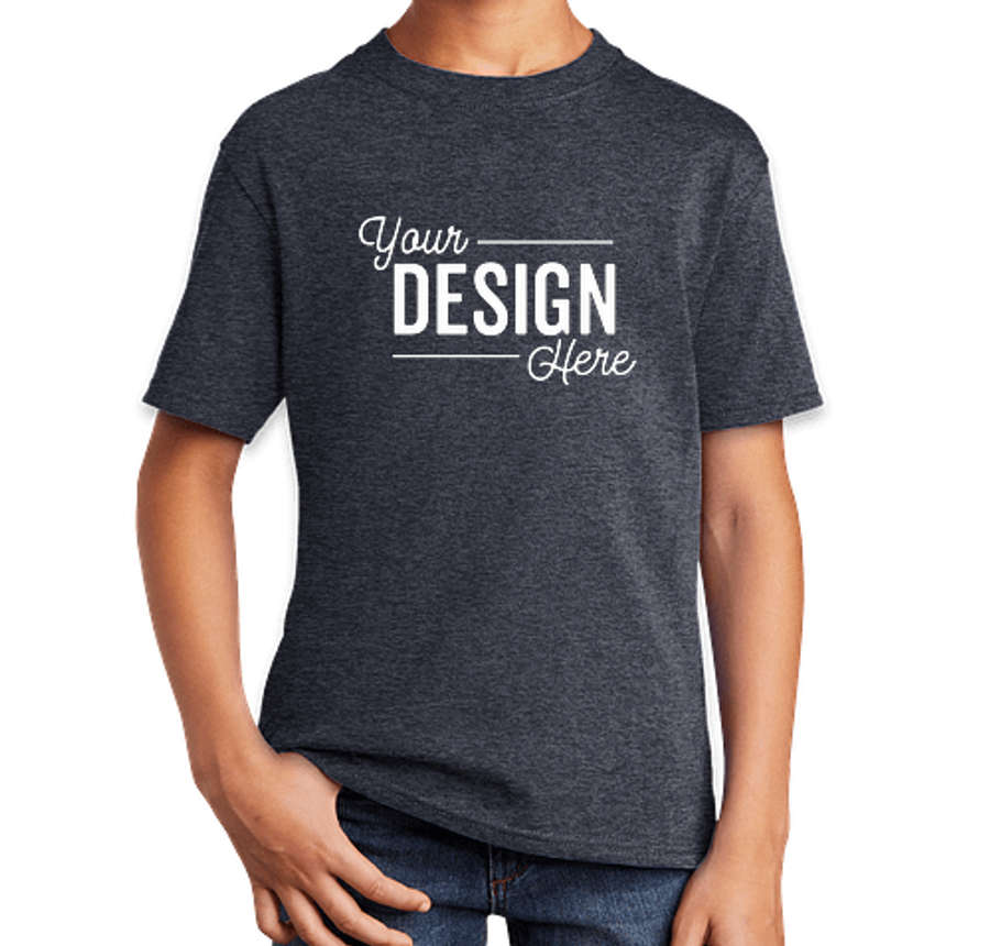 Port & Company Youth Core Cotton T-shirt in Heather Navy