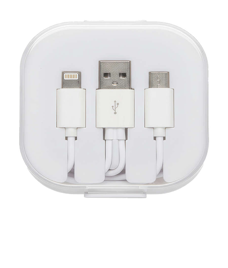 Trio 3-in-1 Charging Cable with Built-In Phone Stand in White