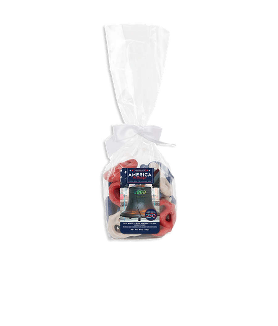 Full Color America250™ Red, White, & Blue Mini Pretzels Mug Stuffer in Milk Chocolate Red White And Blue
