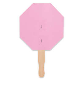 Full Color Octagon Hand Fan - Color: Charity Pink