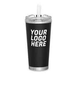 16.9 oz. Brooklyn Stainless Steel Insulated Tumbler with Straw - Color: Matte Black