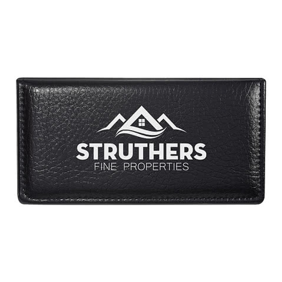 Leather Look Case of Sticky Notes with Calendar in Black