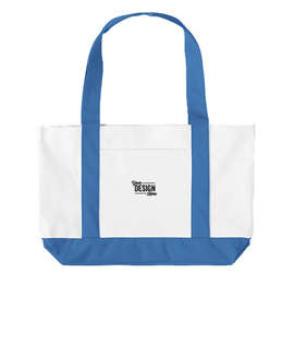 Embroidered Medium Poly Boat Tote Bag - Color: White / Royal