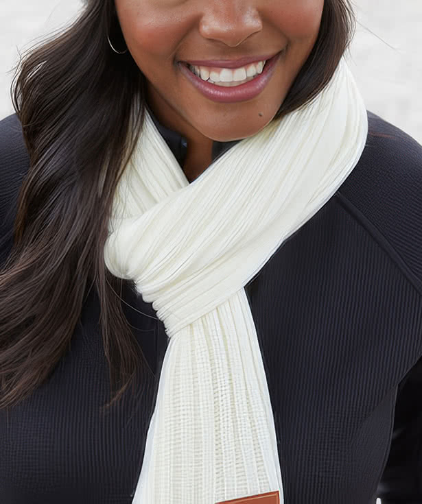 Debossed Leeman Rib Knit Scarf