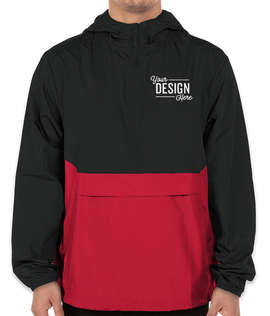 Holloway Packable Hooded Half Zip Pullover - Color: Black / Scarlet