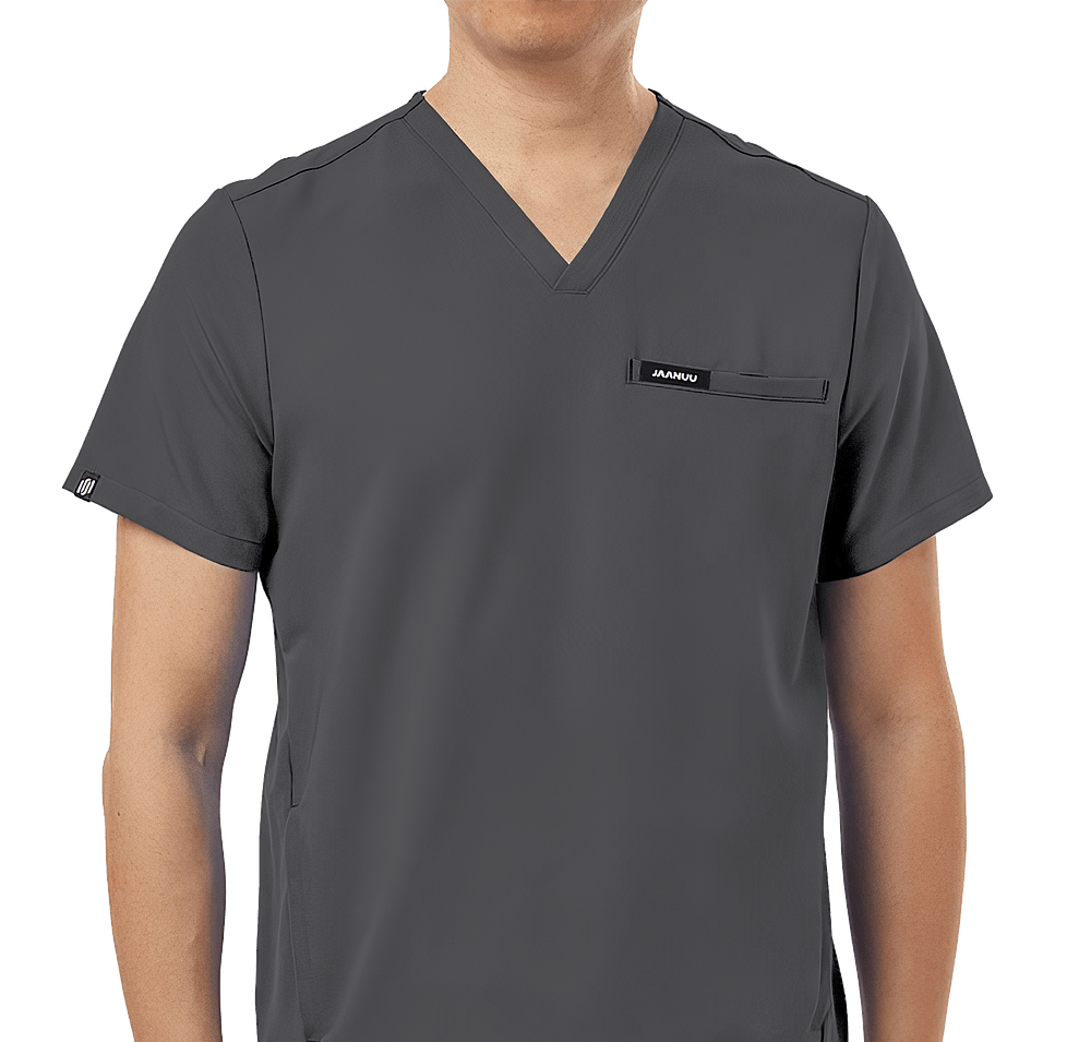 Jaanuu Platt Three-Pocket V-Neck Scrub Top - Embroidered-default