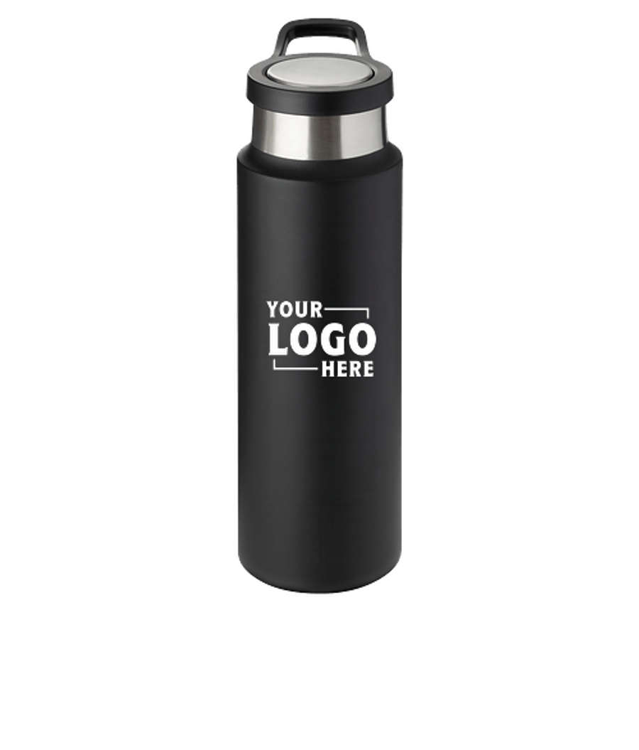 22 oz. Harriton Insulated Water Bottle With Push-Lock Lid in BLACK