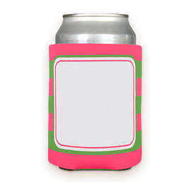 Full Color Stripe Foldable Can Cooler - Color: Hot Pink / Green