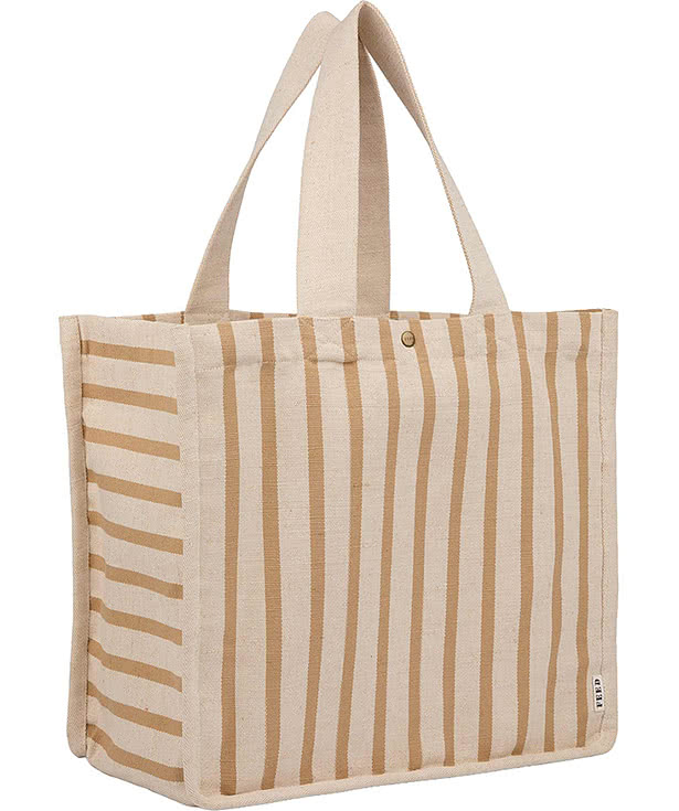 FEED Cotton and Jute Striped Tote Bag