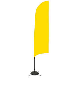 Full Color 13’ Streamline Razor Flag with Cross Base - Color: Yellow