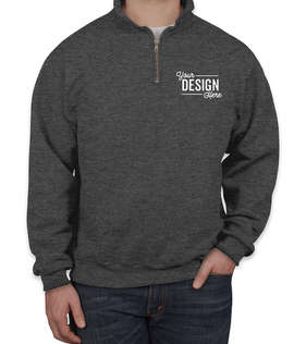 Jerzees Super Sweats 50/50 Quarter Zip Sweatshirt - Embroidered - Color: Black Heather