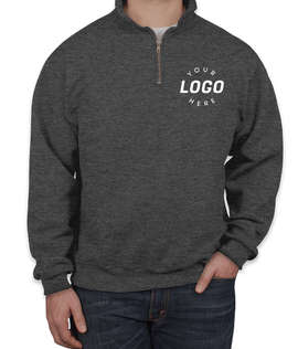 Jerzees Super Sweats 50/50 Quarter Zip Sweatshirt - Screen Printed - Color: Black Heather