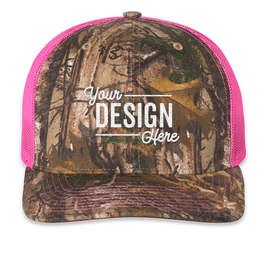 Richardson Patterned Snapback Trucker Hat - Color: Realtree Edge / Neon Pink