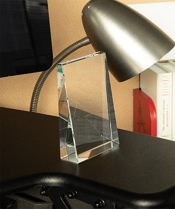 Laser Engraved 5" Glass Wedge Award