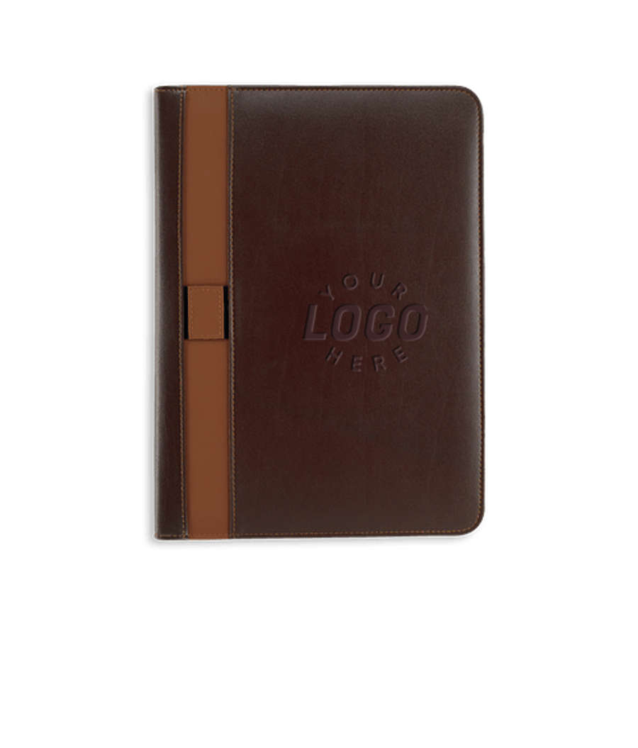 Debossed Vintage Style Padfolio in Brown