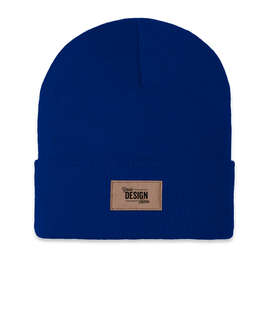Ahead Newfoundland Cuff Beanie with Tan Rectangle Patch - Color: University Tour Blue