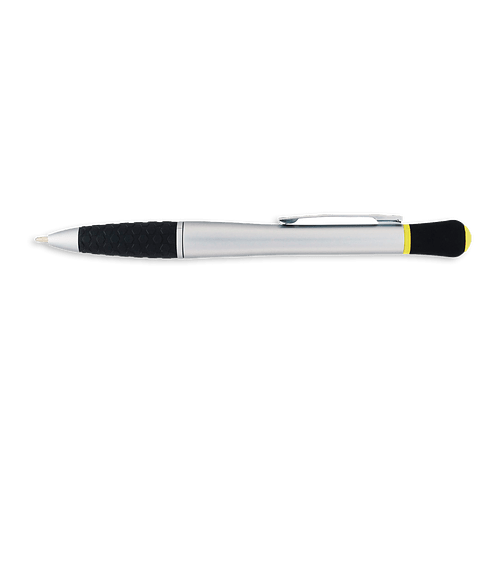 Stellar Ballpoint Pen-Highlighter (black ink) in Silver w/Yellow Highlighter