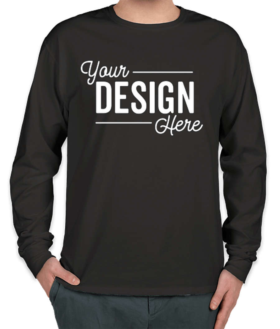 Hanes ComfortWash Garment Dyed Long Sleeve T-shirt in Black