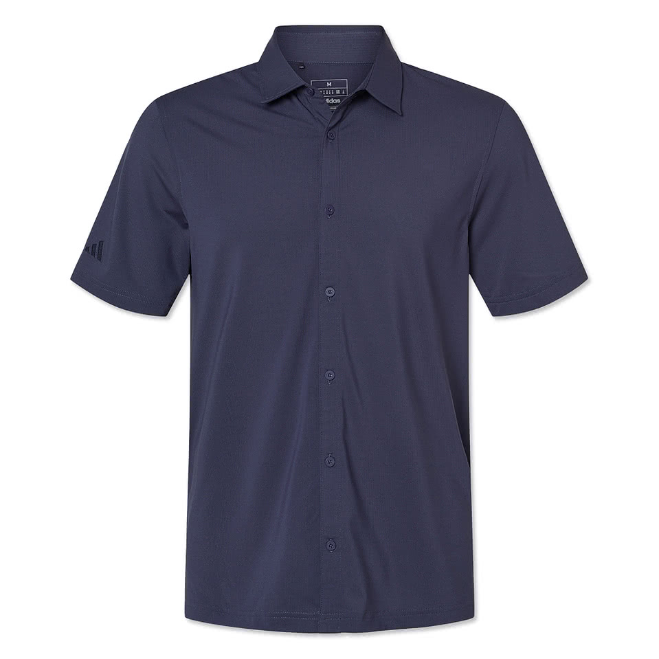 Adidas Recycled Short Sleeve Button Down Shirt - Embroidered