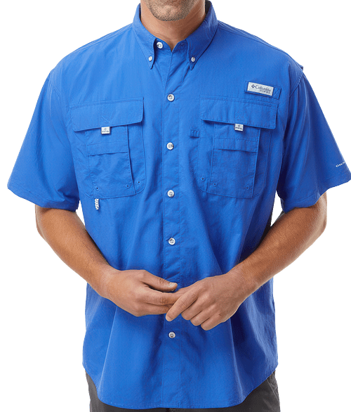 Columbia PFG Bahama II UPF 50+ Short Sleeve Fishing Shirt in Vivid Blue