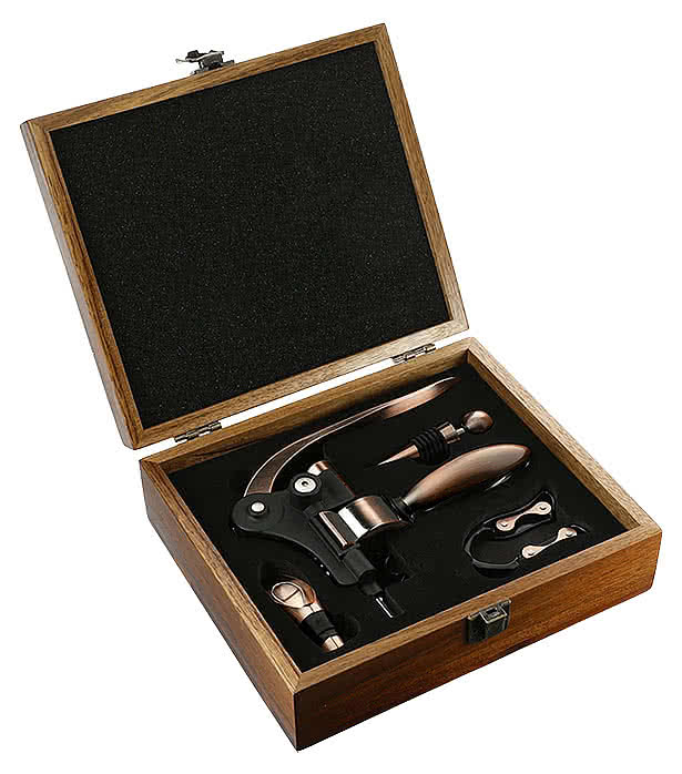 Graze Wood and Metal Wine Set
