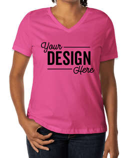 Bella + Canvas Women's Jersey V-Neck T-shirt - Color: Berry