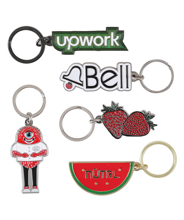 2" x 1" Die Cut Enamel Keychain