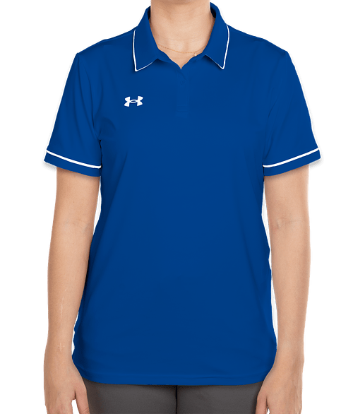 Under Armour Women's Tipped Team Performance Polo - Embroidered in Royal / White