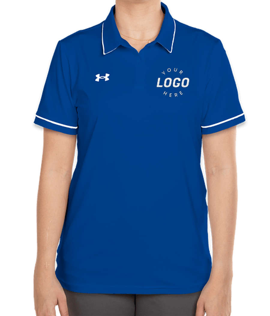 Under Armour Women's Tipped Team Performance Polo - Embroidered in Royal / White