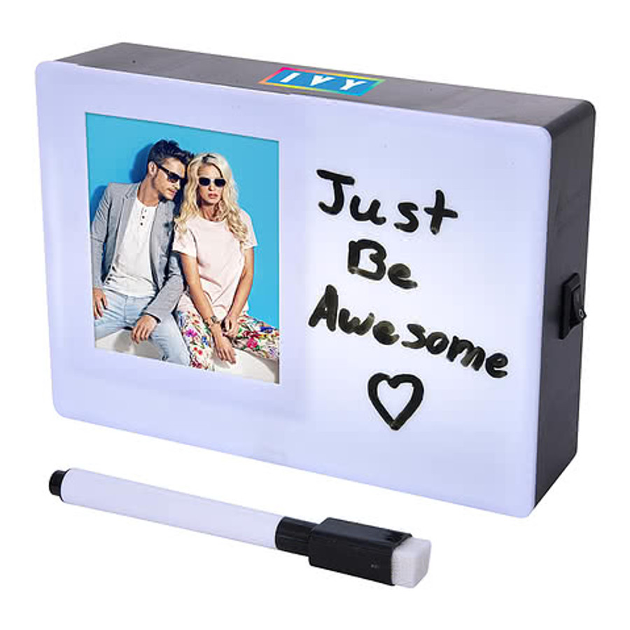 Light Up Cinema White Board and Photo Frame in Black with White
