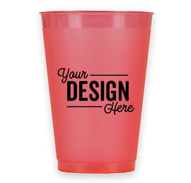 12 oz. Frosted Plastic Stadium Cup - Color: Frost Red