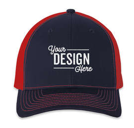 Richardson Snapback Trucker Hat - Color: Navy / Red