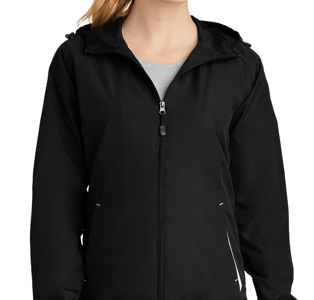 Sport-Tek Women's Full Zip Hooded Windbreaker Jacket-default