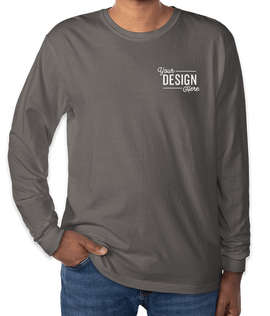 Comfort Colors 100% Cotton Long Sleeve T-Shirt - Embroidered - Color: Pepper