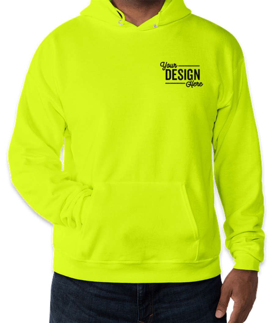 Embroidered Hanes EcoSmart 50/50 Pullover Hoodie in Safety Green