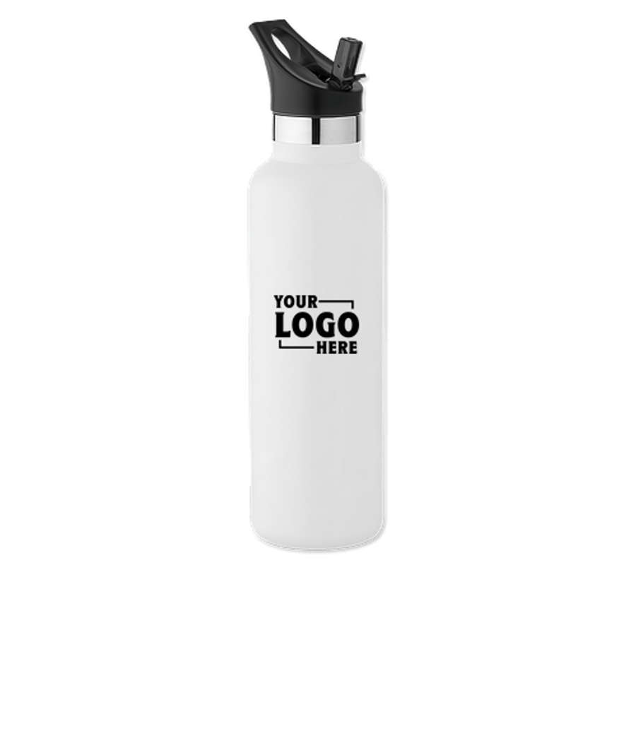 20 oz. Basecamp Mesa Tundra Water Bottle with Screw Top and Flip-Top Straw Lid in White