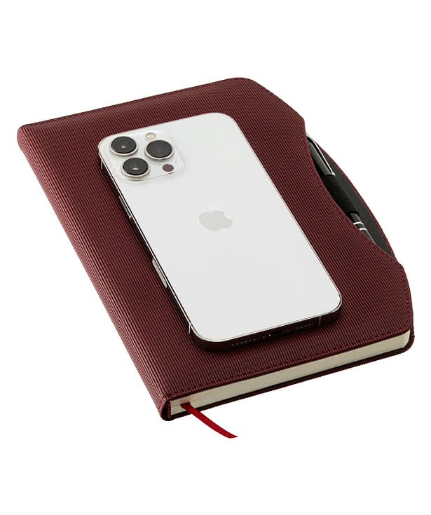 Debossed Arc Hard Cover Notebook with Pen