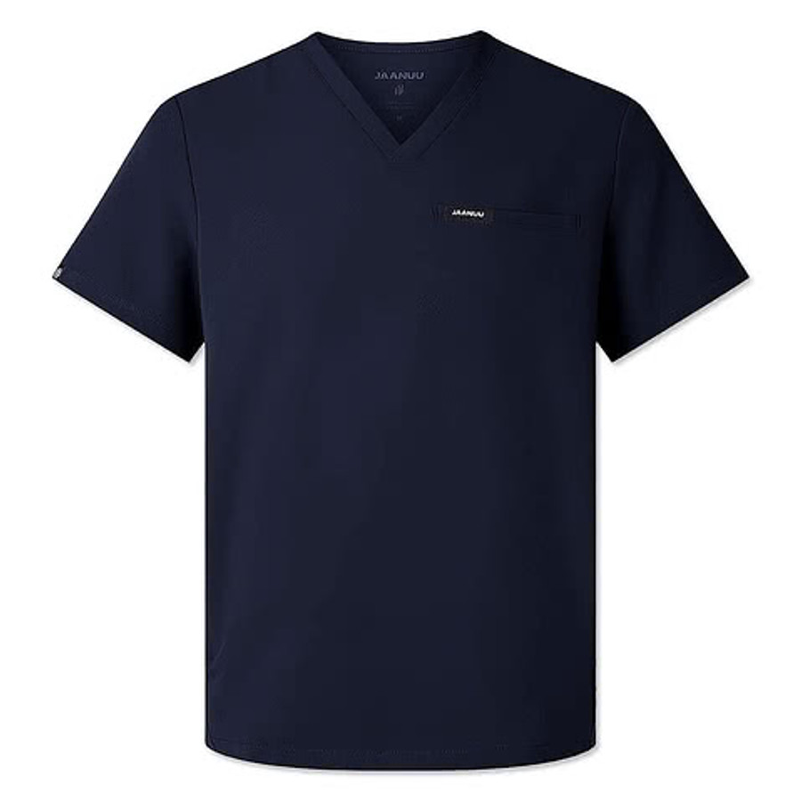 Jaanuu Platt Three-Pocket V-Neck Scrub Top - Printed in Carbon Grey