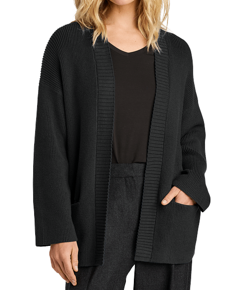 Mercer+Mettle Women's Textured Open Cardigan in Deep Black